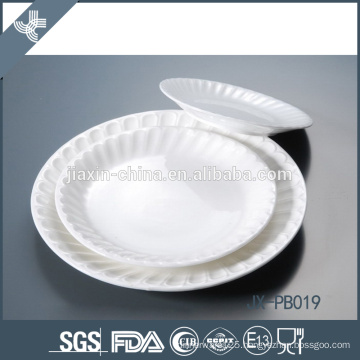 simple round embossment dinner pate with all size, hotel porcelain plate